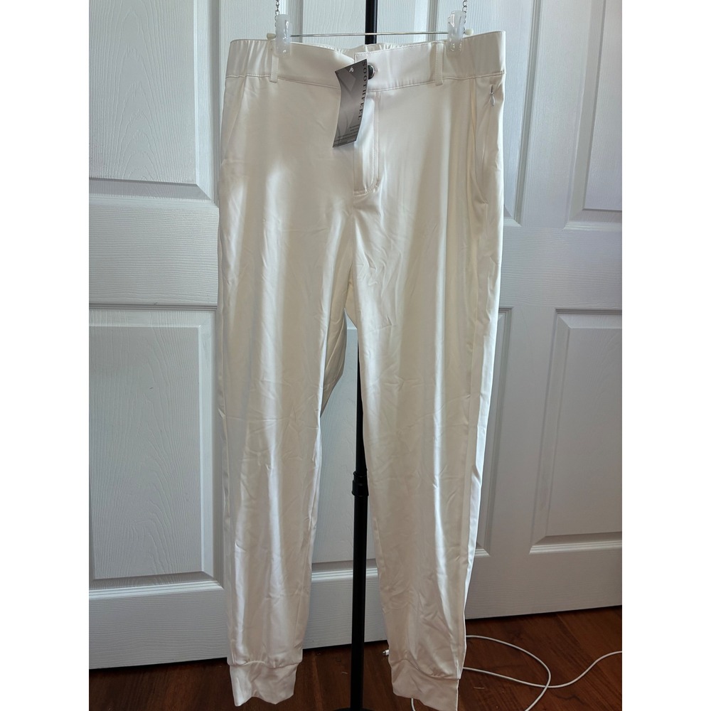 Soothfeel Mens Golf Joggers White Tapered Cuffed Performance Pants Size M NEW